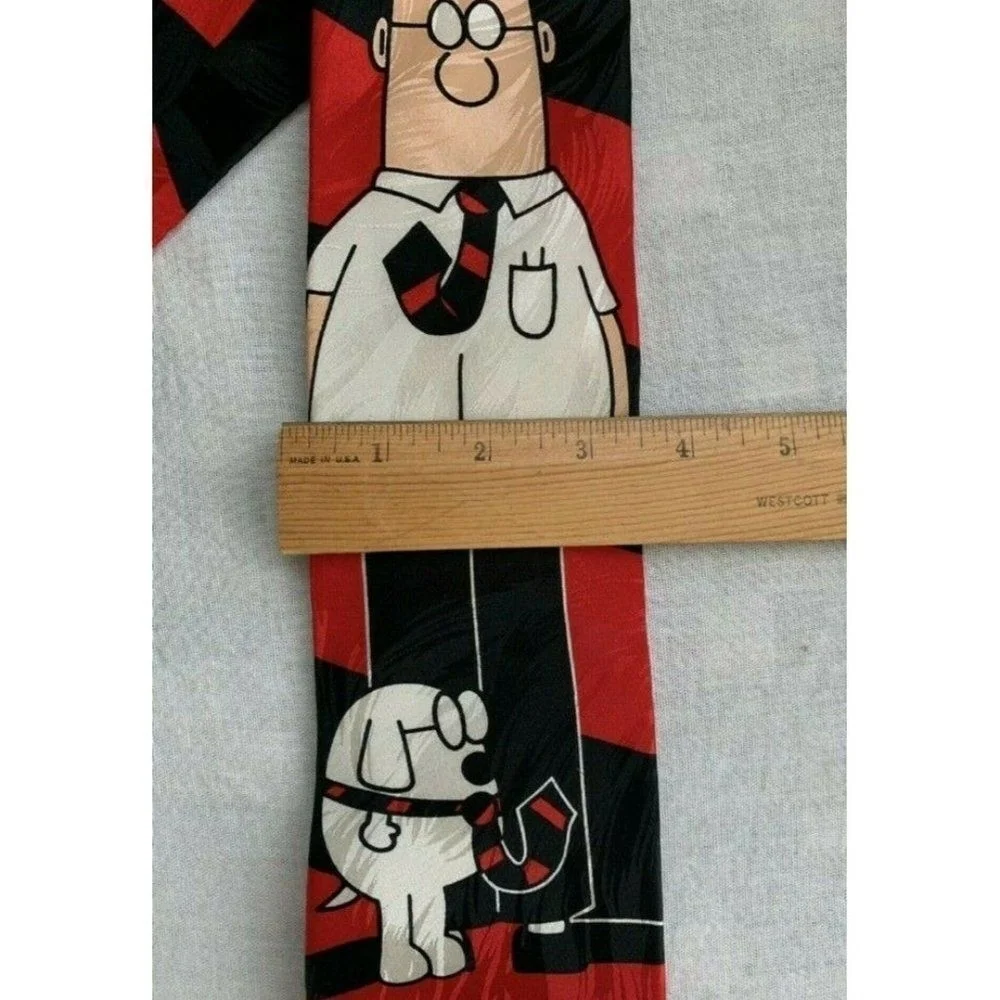 Dilbert mens tie necktie Dog Red Black Silk